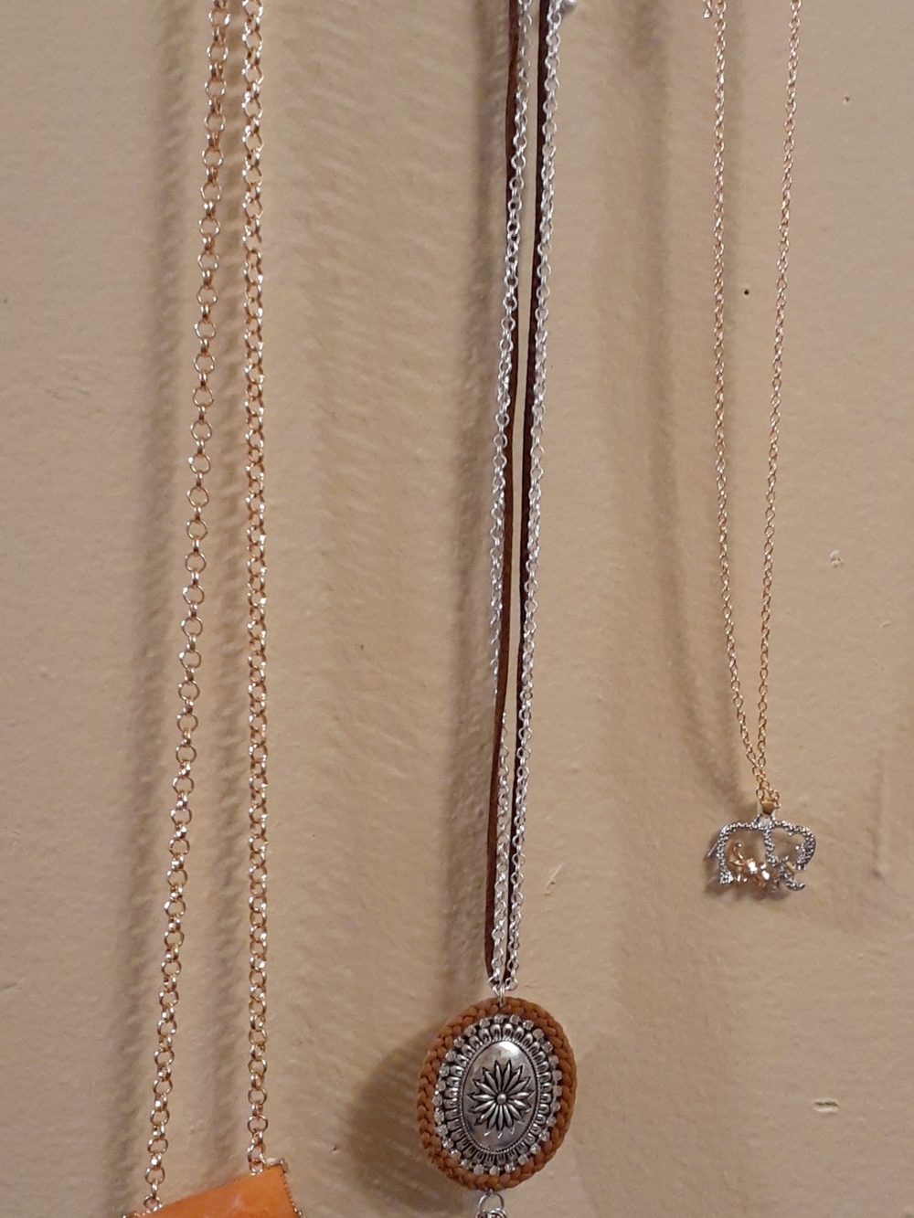 Two-Tone Silver and Gold Pendant Necklaces And Bracelet Bundle